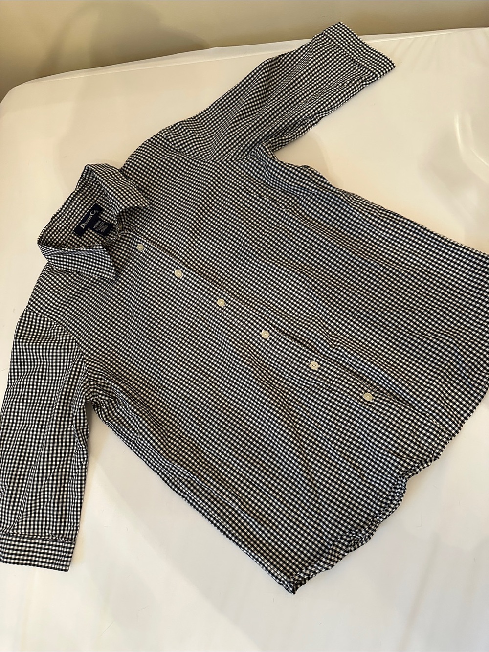 Denim&Co Black and White Gingham Button-Down Shirt